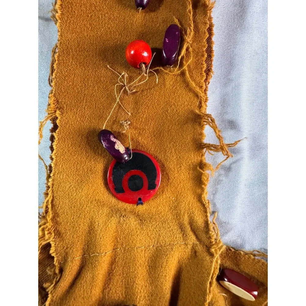 Vintage Handmade Fringed Beaded Vest Folk Art Camp Costume Embroidered Patches